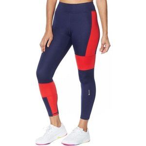 NWT FILA PERFORMANCE BASIA 7/8 COLORBLOCK LEGGINGS PEACOAT WHITE/CHINESE RED XS